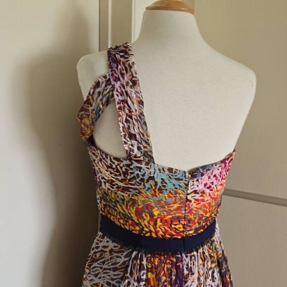 BCBG MaxAzria Inga One-Shoulder Silk Dress in begonia color. NWOT, Size 10. - Picture 6 of 11